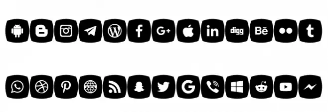 Icons Social Media 5 Caratteri MINUSCOLO