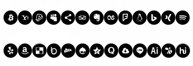 Icons Social Media 6 Caratteri MAIUSCOLE