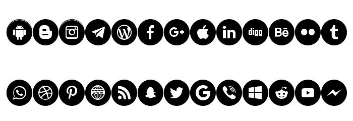 Icons Social Media 6 Font LOWERCASE