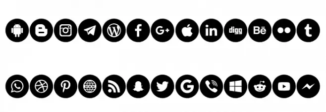 Icons Social Media 8 Caratteri MINUSCOLO