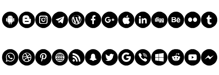 Icons Social Media 9 Font LOWERCASE