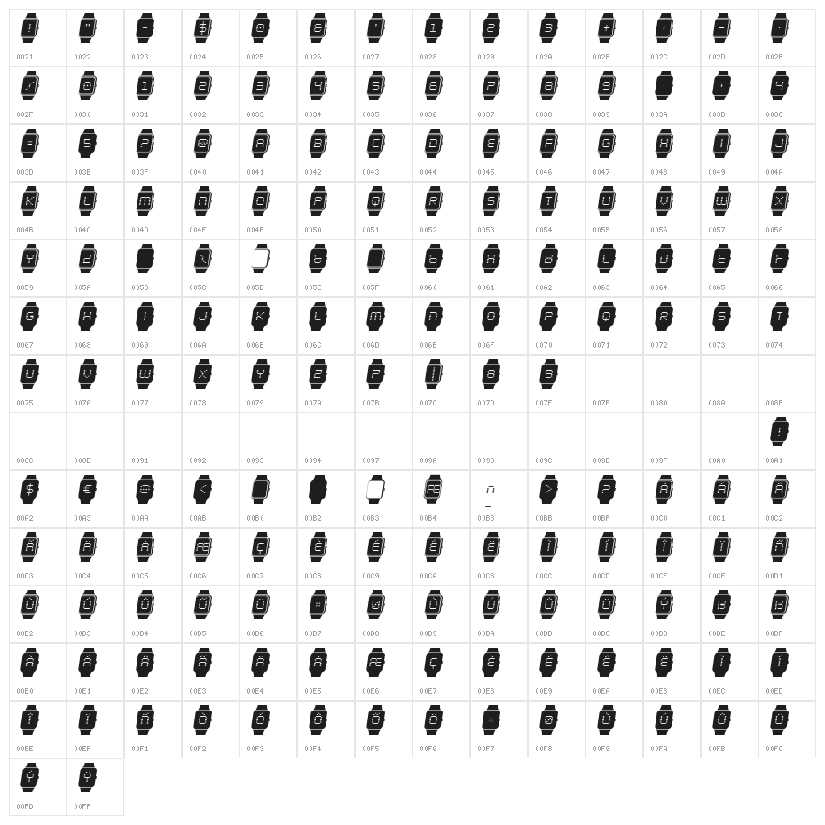 iChrono Italic Character Map