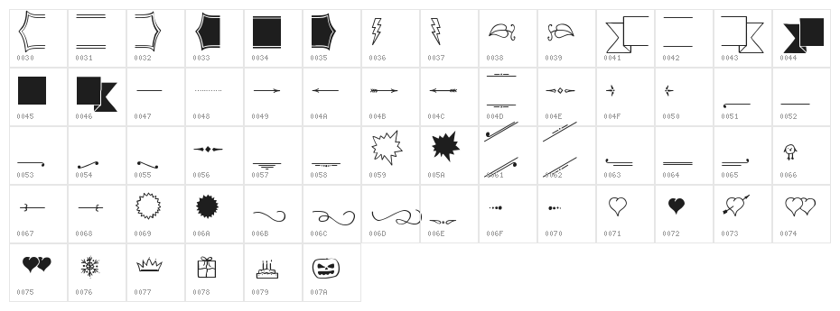 iCiel Finch Ornaments Character Map