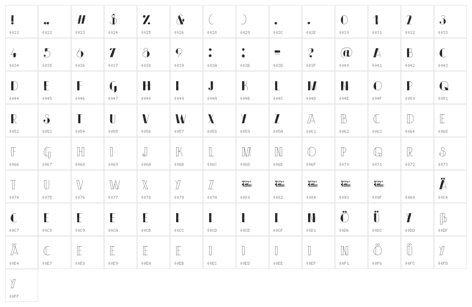 iceBEAR Regular Character Map