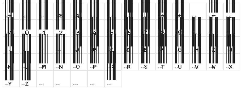 IDAutomationHC39M Character Map