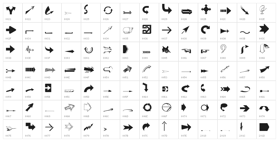 Idea Arrows Character Map