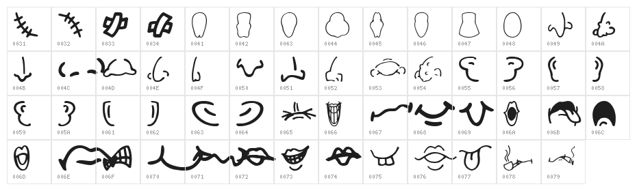 IdentAKitFaceBits Character Map
