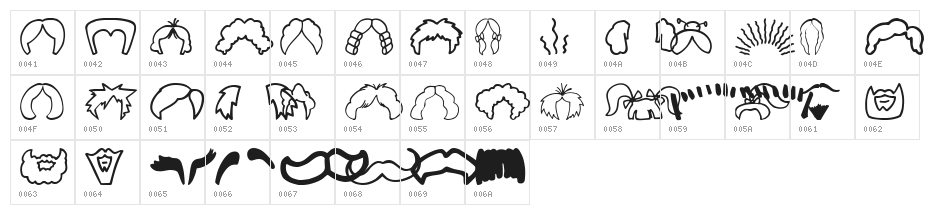 IdentAKitHair Character Map