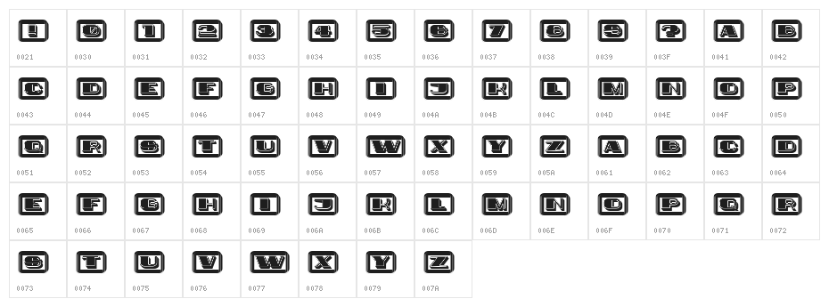 Idiot Capitals Filled Regular Character Map