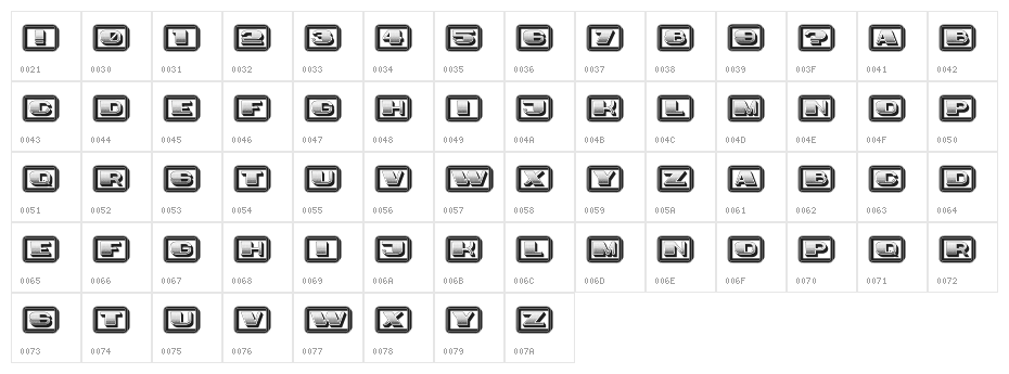Idiot Capitals Gradient Filled Regular Character Map