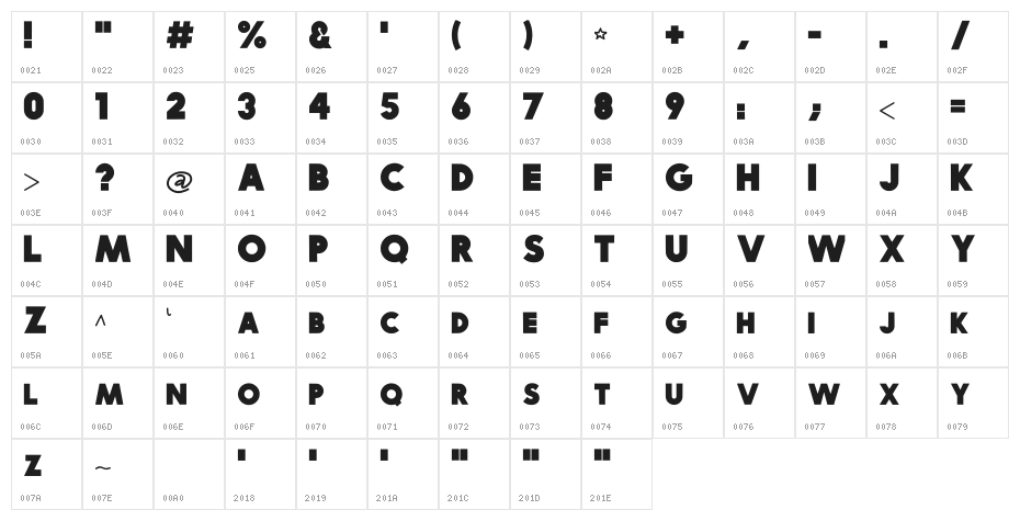 Idler Halfpro Solid Regular Character Map