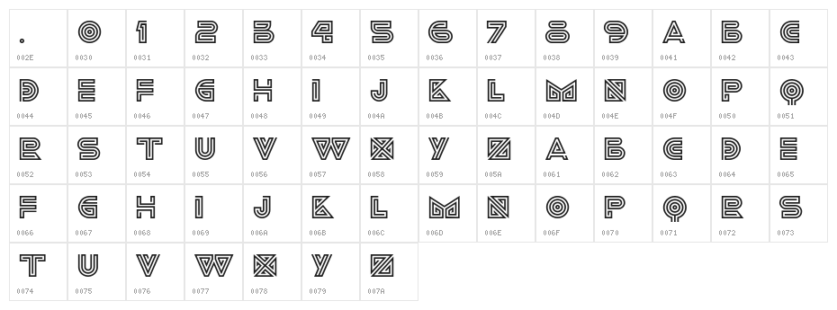 ideomaLINER Character Map