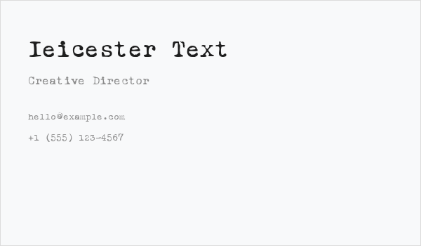 Ieicester Text Business Card