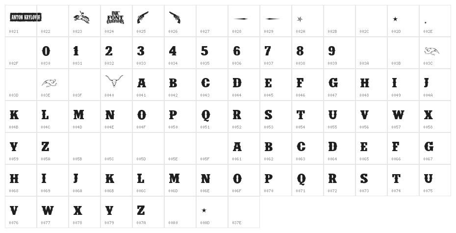 IFC INSANE RODEO BOLD Bold Character Map