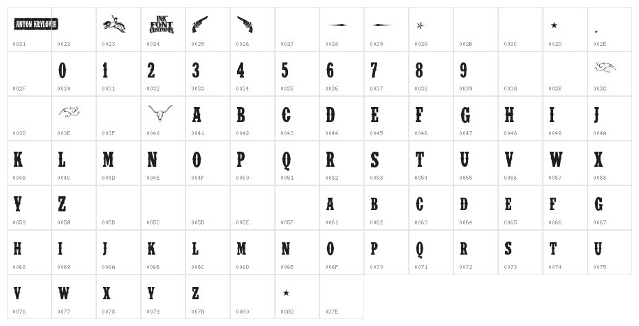 IFC INSANE RODEO Character Map