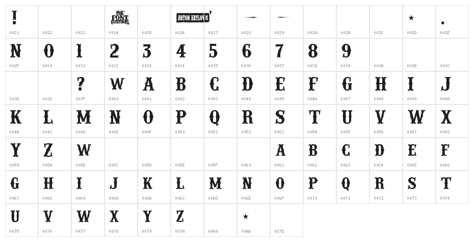 IFC RAILROAD Bold Character Map
