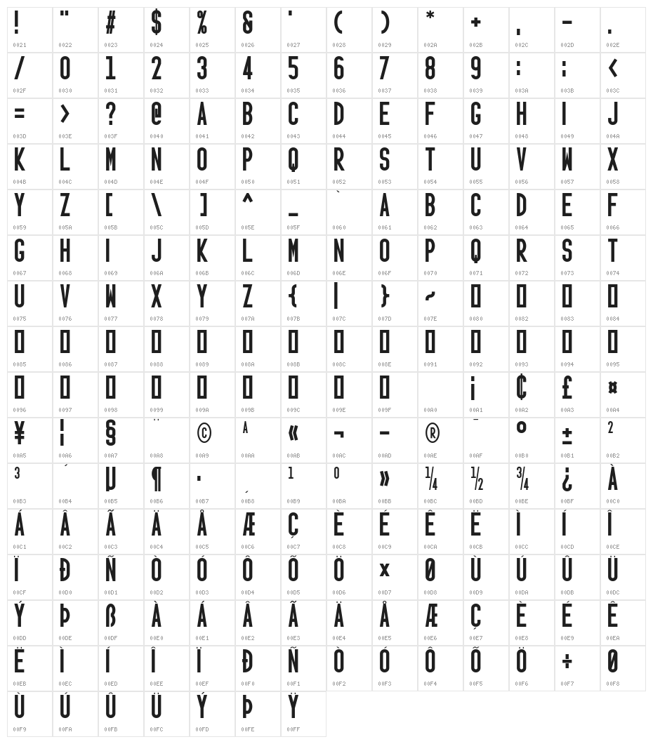 Ignotum Bold Character Map