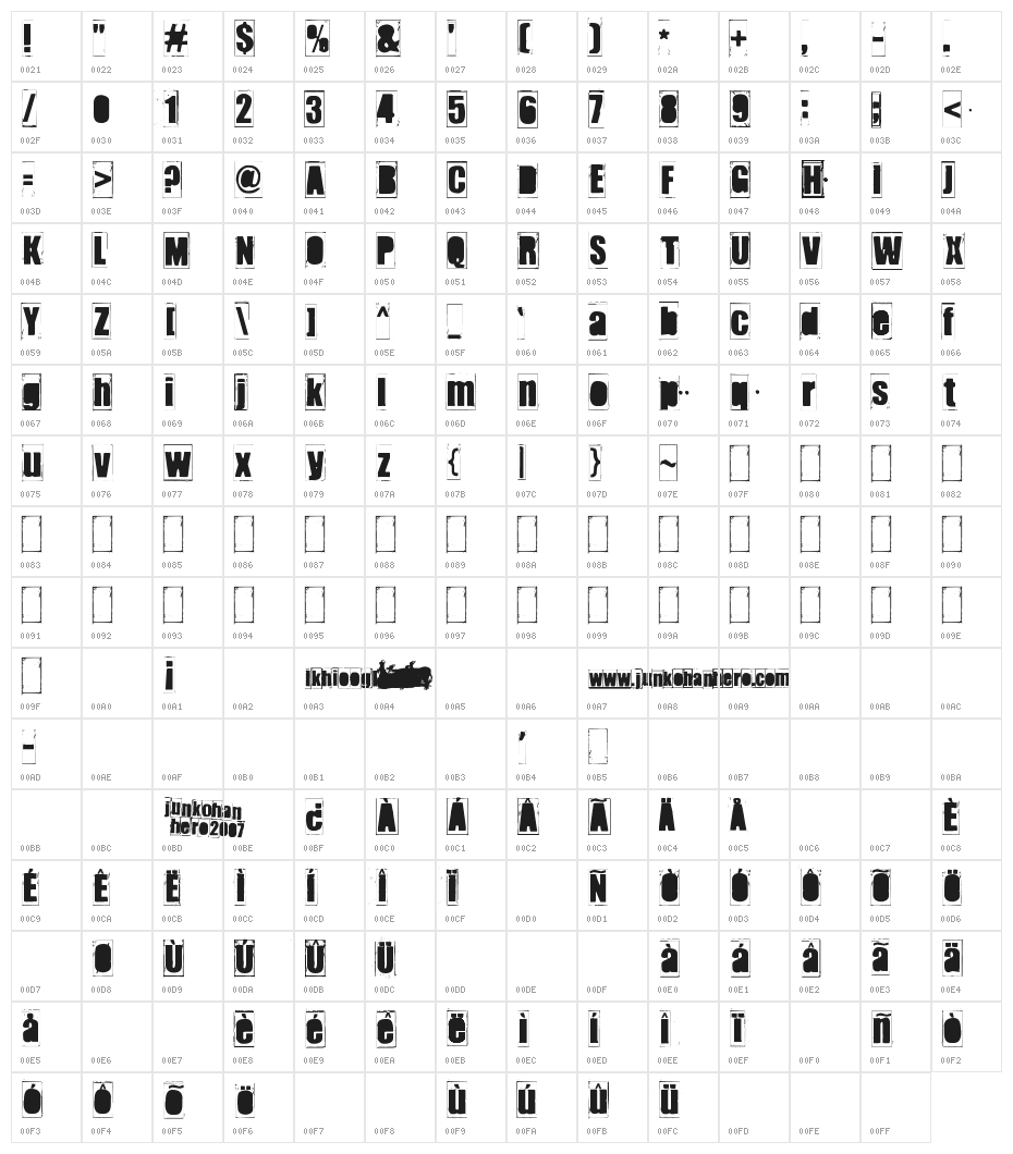 IKHIOOGLA2 Character Map