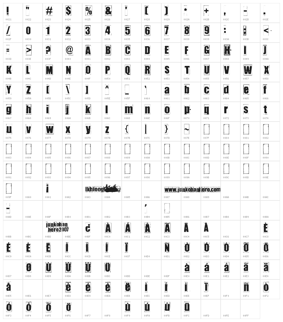 IKHIOOGLA Character Map