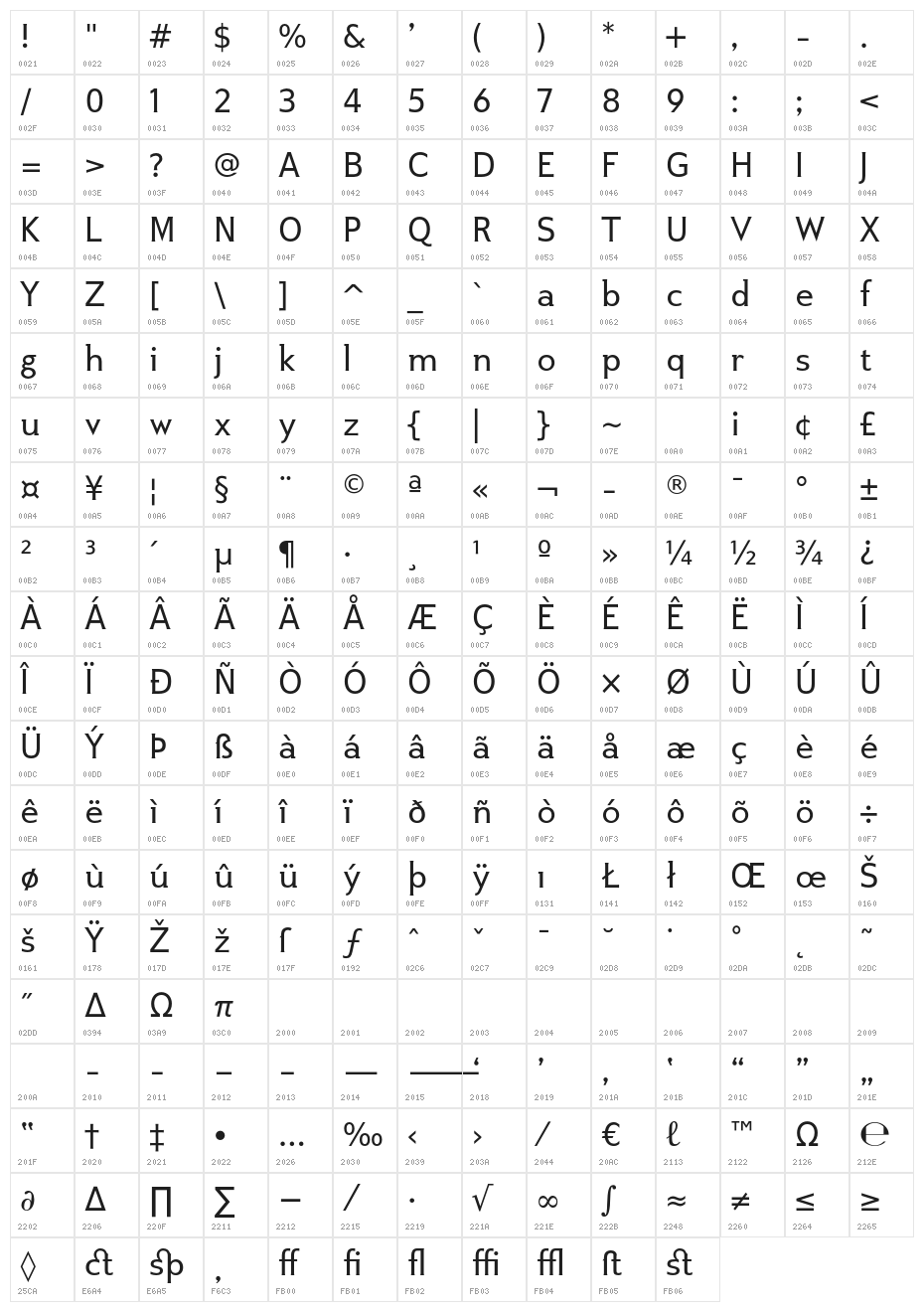 IkariusADFNo2Std-Regular Character Map
