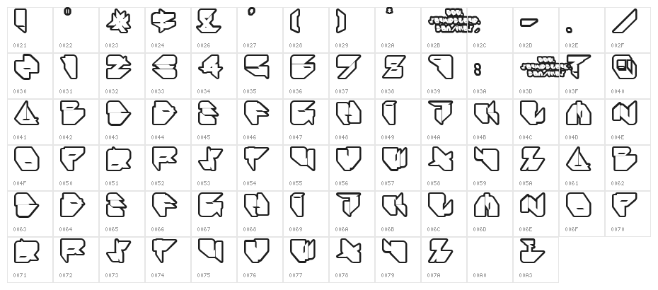 Ikos Dub Outline Character Map