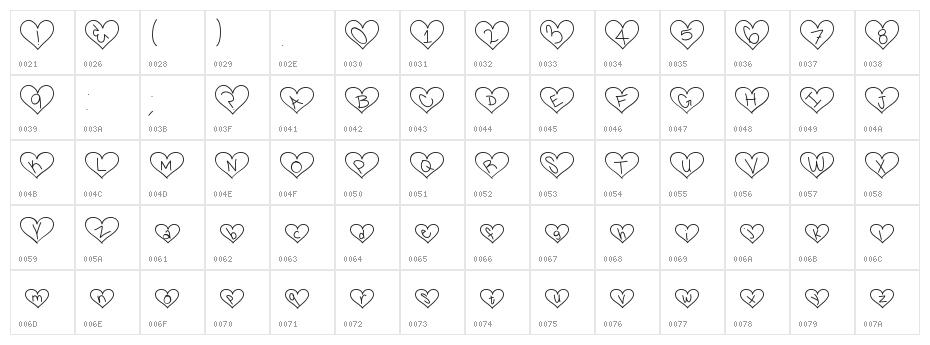ILoversYou Character Map