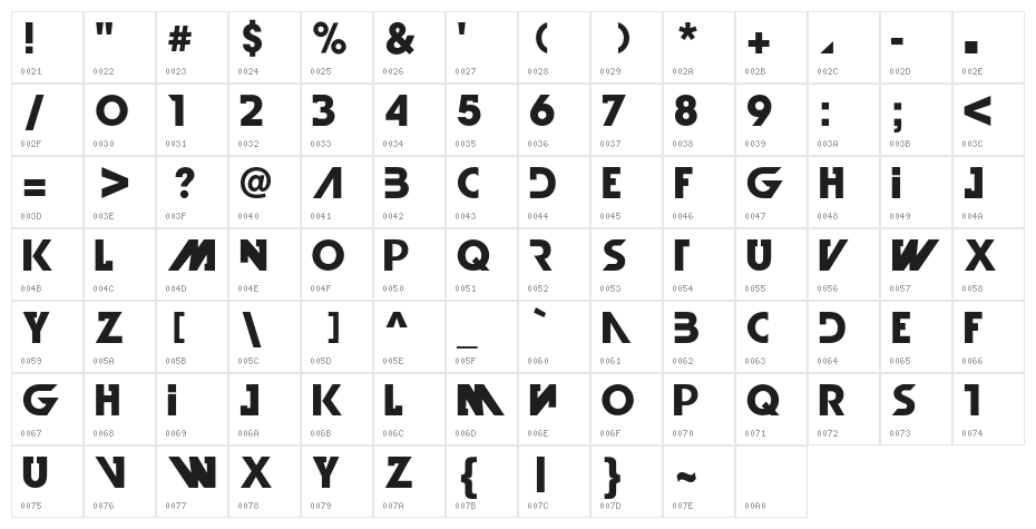 IllegalCurvesBold Character Map