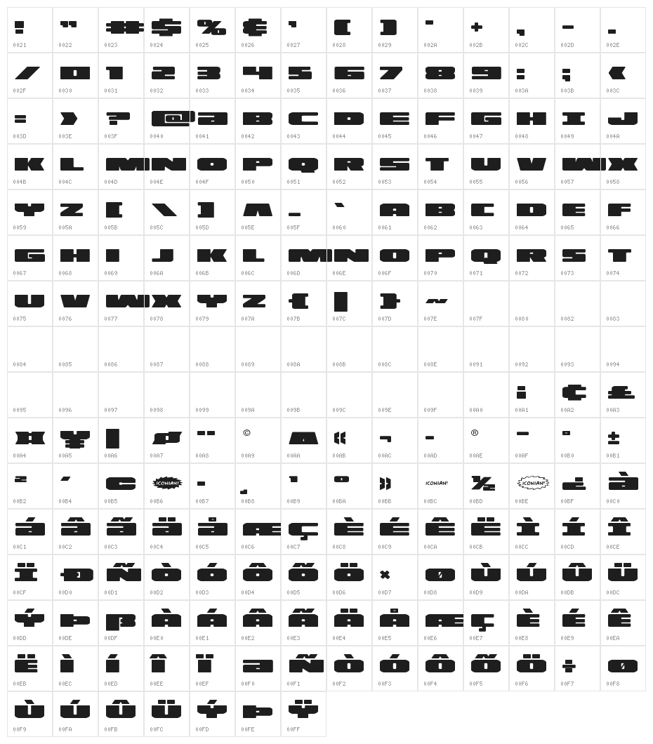 Illumino Expanded Character Map