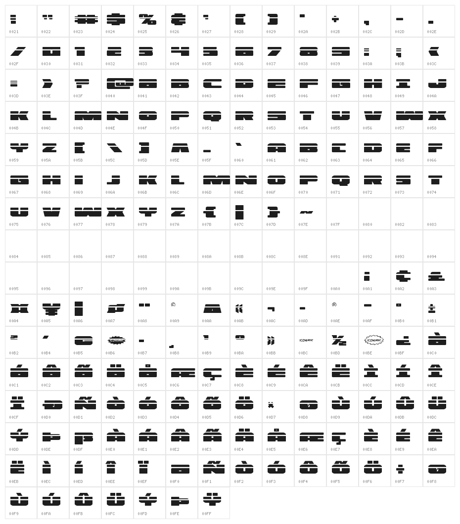 Illumino Laser Character Map