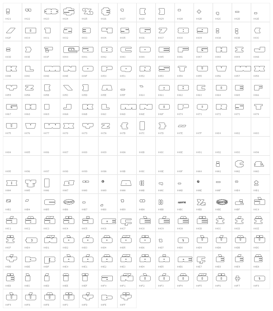 Illumino Outline Character Map