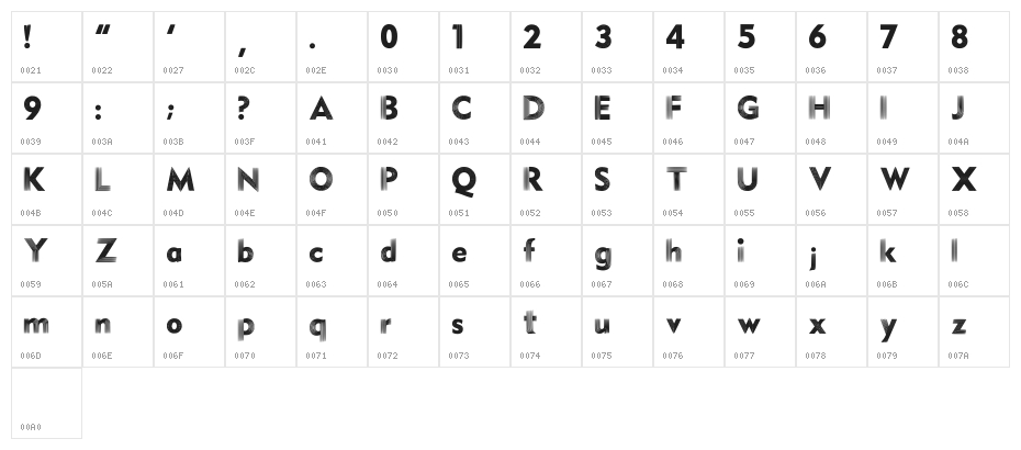 Illusion Font Regular Character Map
