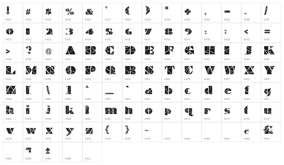 illuminateRegular Character Map
