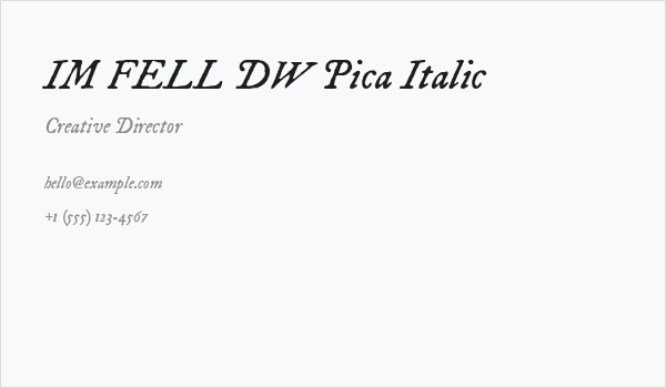 IM FELL DW Pica Italic Business Card