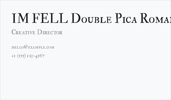 IM FELL Double Pica Roman SC Business Card