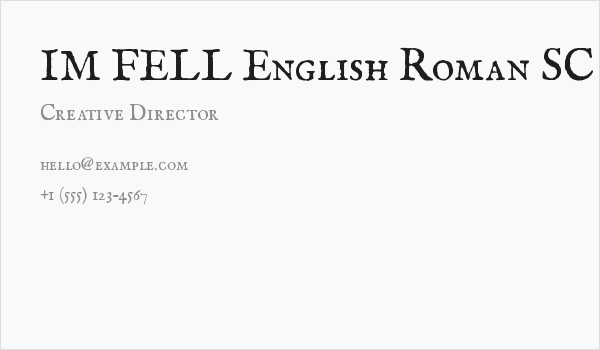IM FELL English Roman SC Business Card