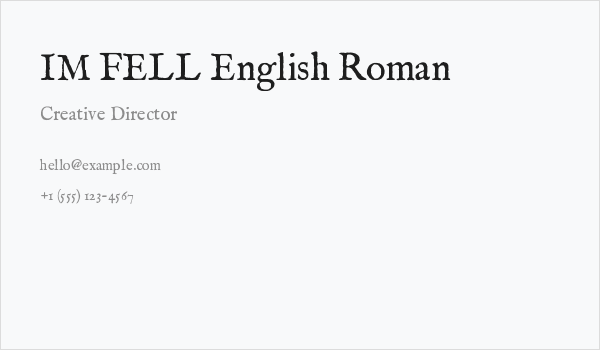 IM FELL English Roman Business Card