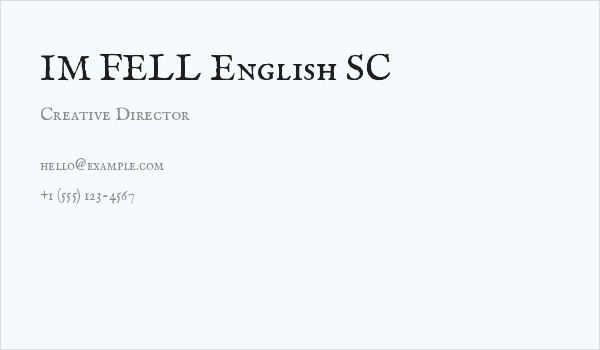 IM FELL English SC Business Card