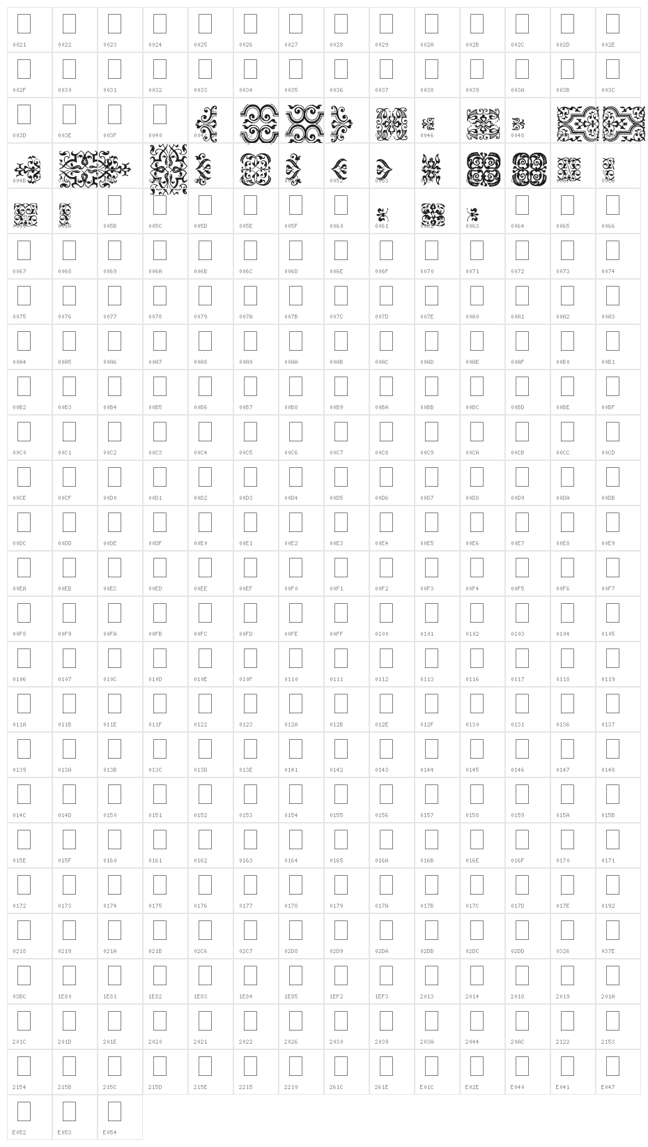 IM FELL FLOWERS 1 Character Map