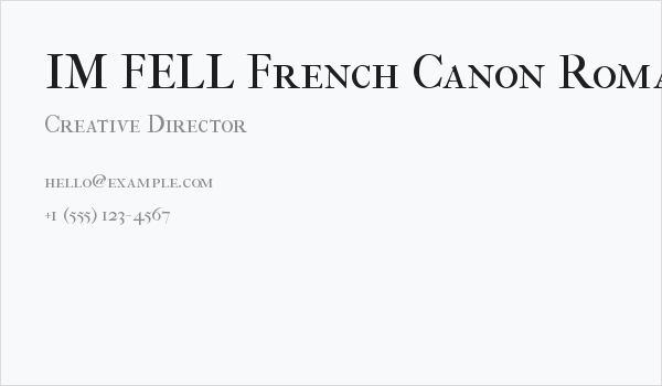 IM FELL French Canon Roman SC Business Card
