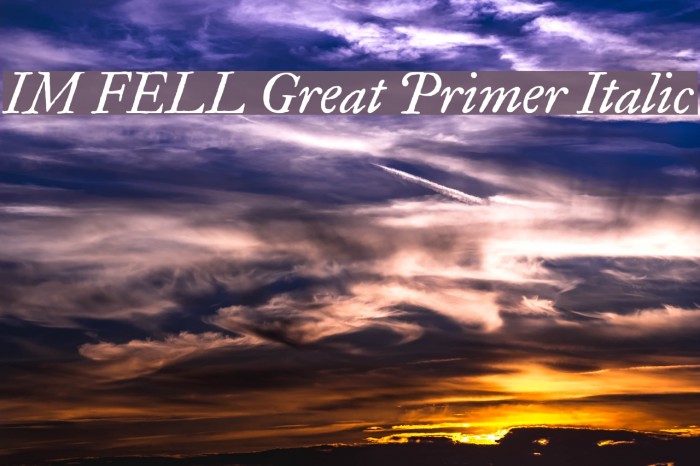 IM FELL Great Primer Italic Fuentes examples