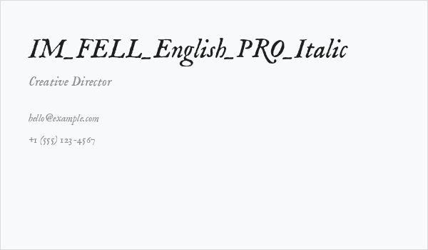 IM_FELL_English_PRO_Italic Business Card