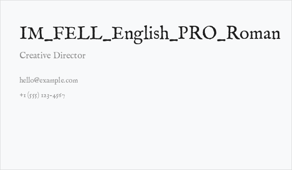 IM_FELL_English_PRO_Roman Business Card