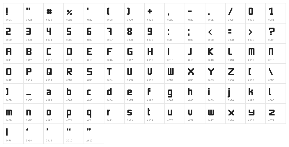 Imagine Font 2 Regular Character Map