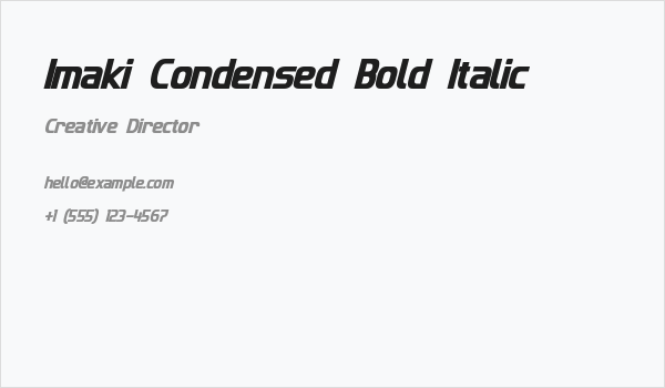 Imaki Condensed Bold Italic Business Card