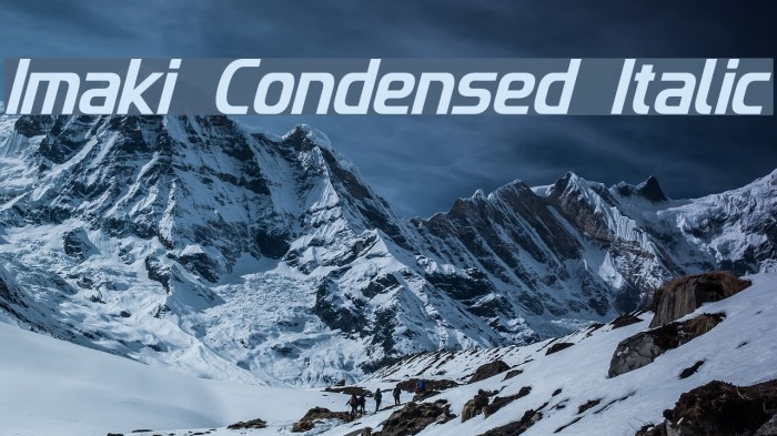 Imaki Condensed Italic Font examples