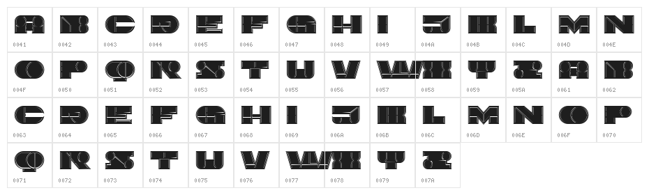 Imbecile Outlined Filled Character Map