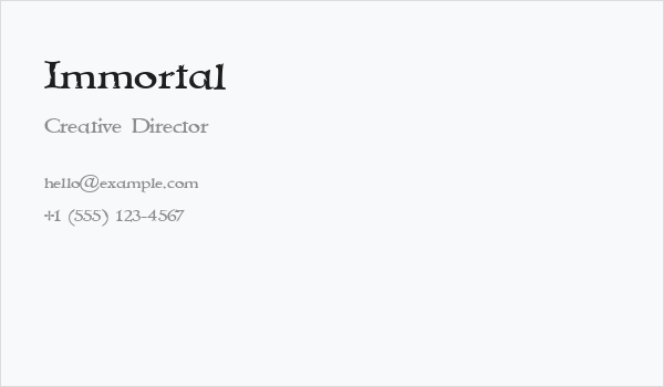 Immortal Business Card