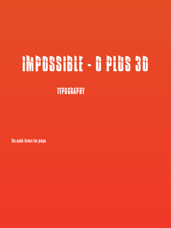 Impossible - 0 plus 30 Poster