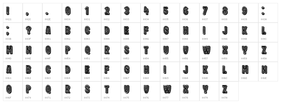 Impressum Shadow Filled Regular Character Map