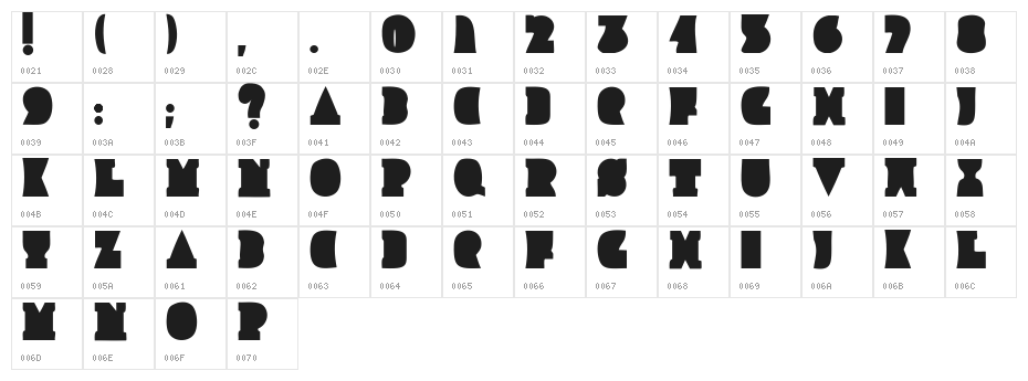 Improlija Character Map